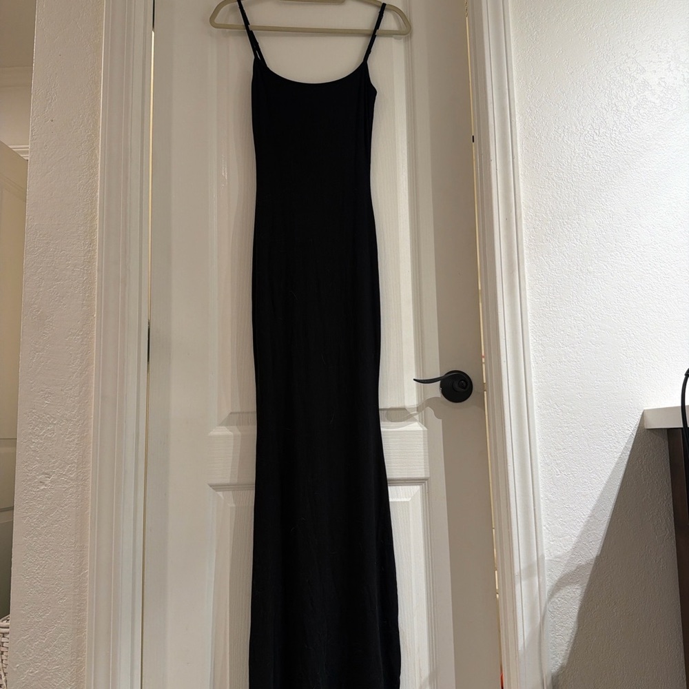 Skims Ribbed Black Maxi Dress Size Large